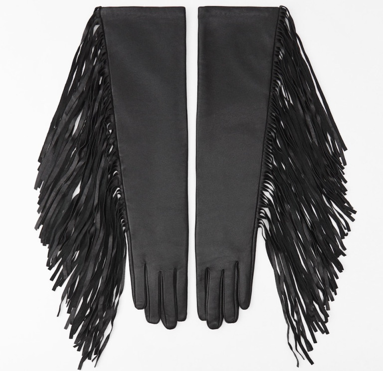 Zara Fringed Long Leather Gloves