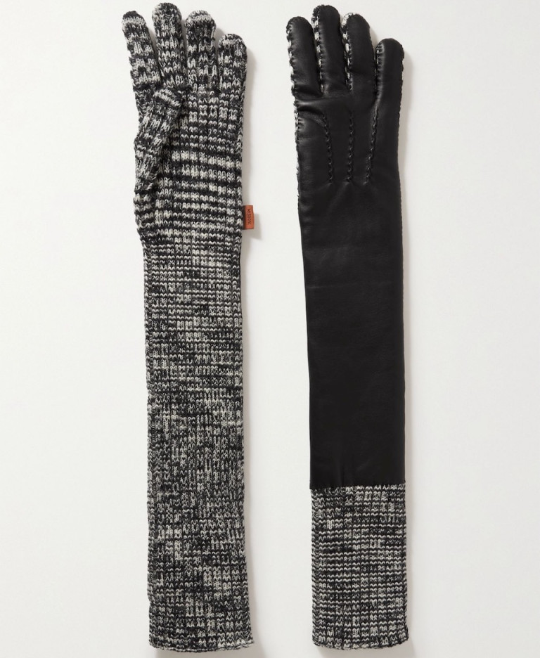 Missoni Ribbed Wool and Leather Gloves
