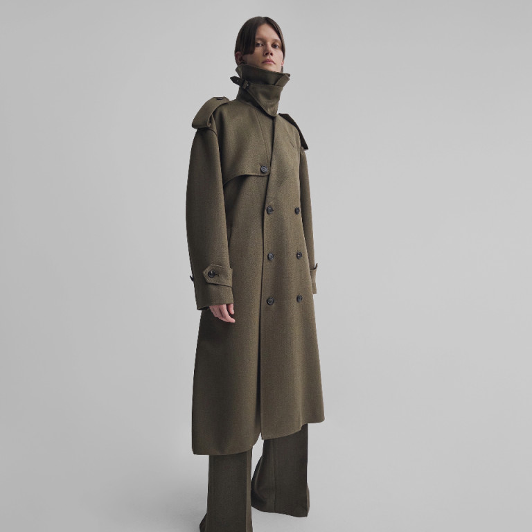 Phoebe Philo Trench Coat With Attachable Scarf