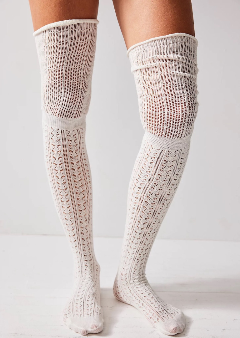 Free People Pointelle Over-the-Knee Scrunch Socks