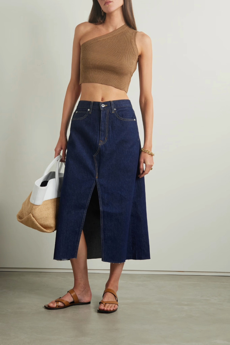 SLVRLAKE + Net Sustain Organic Denim Midi Skirt