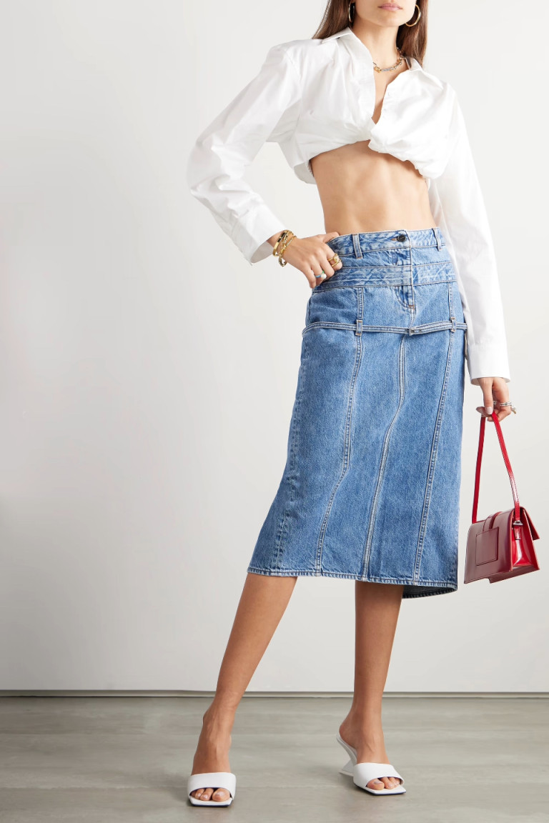 Jacquemus Paneled Organic Denim Midi Skirt