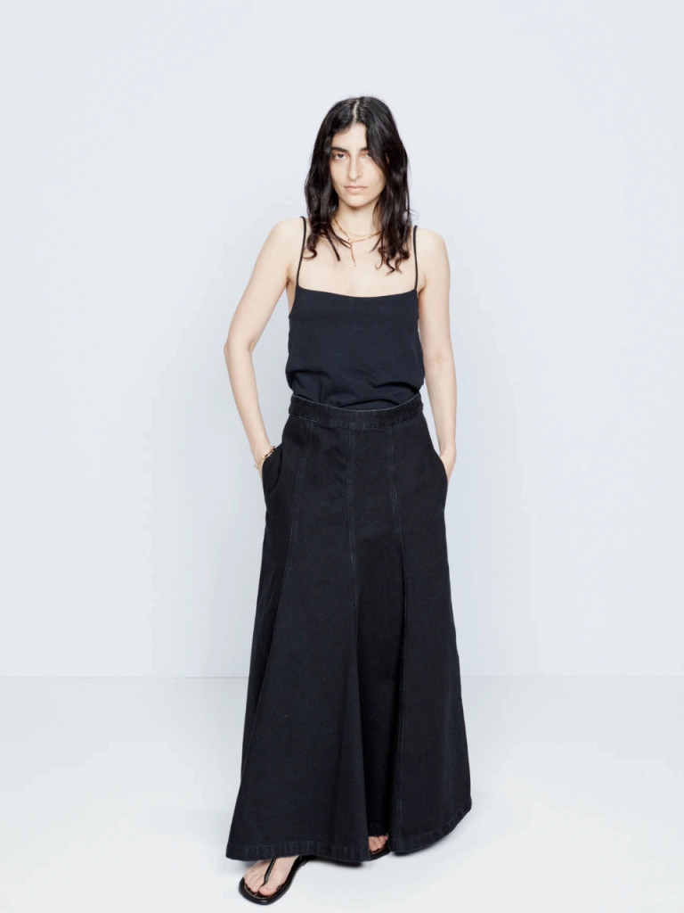 Raey Panelled Organic-Denim Full Skirt
