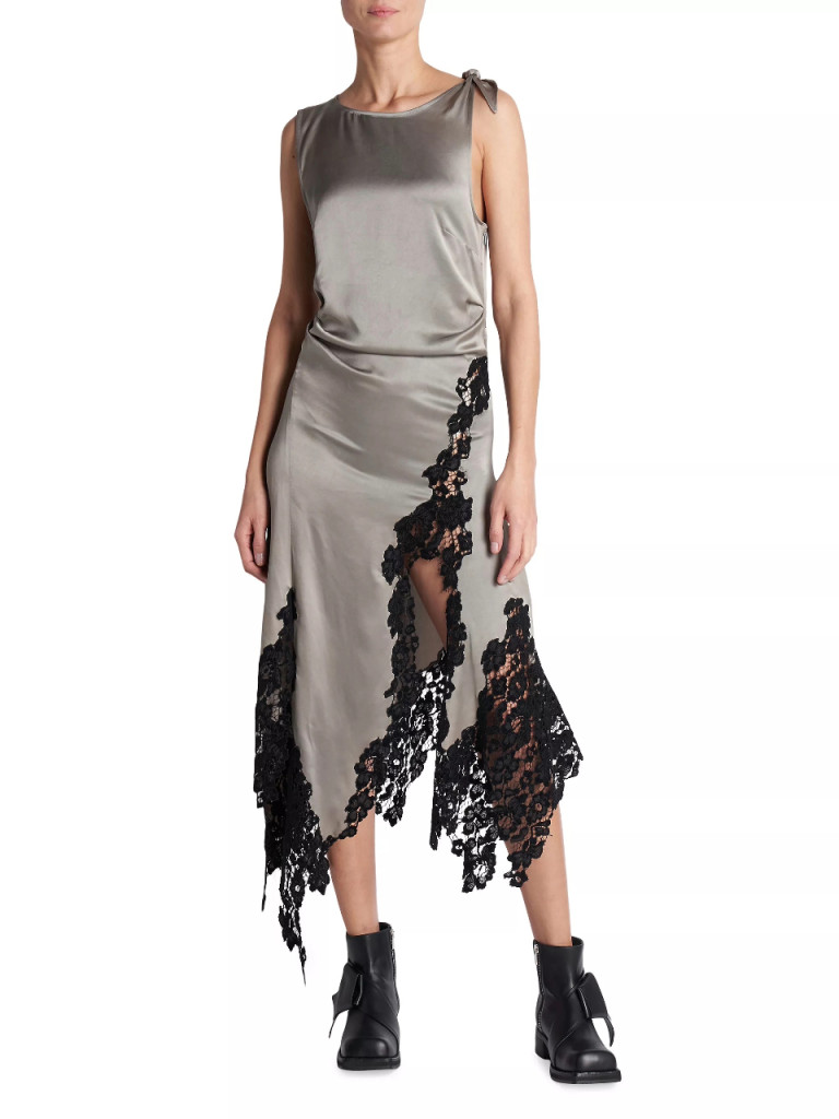 Acne Studios Davert Asymmetric Lace Satin Dress