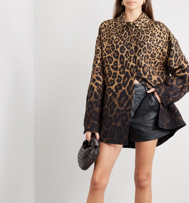 Valentino Garavani Leopard-Print Wool and Silk-Blend Shirt