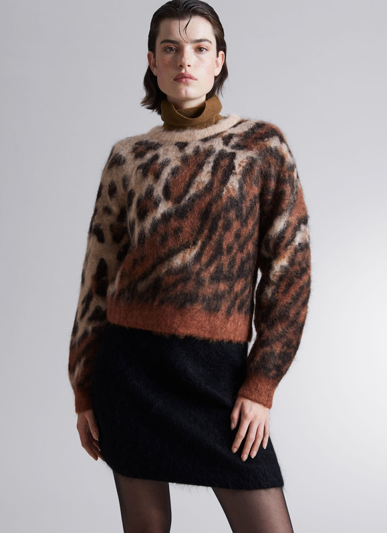 Other Stories Jacquard Animal Print Sweater