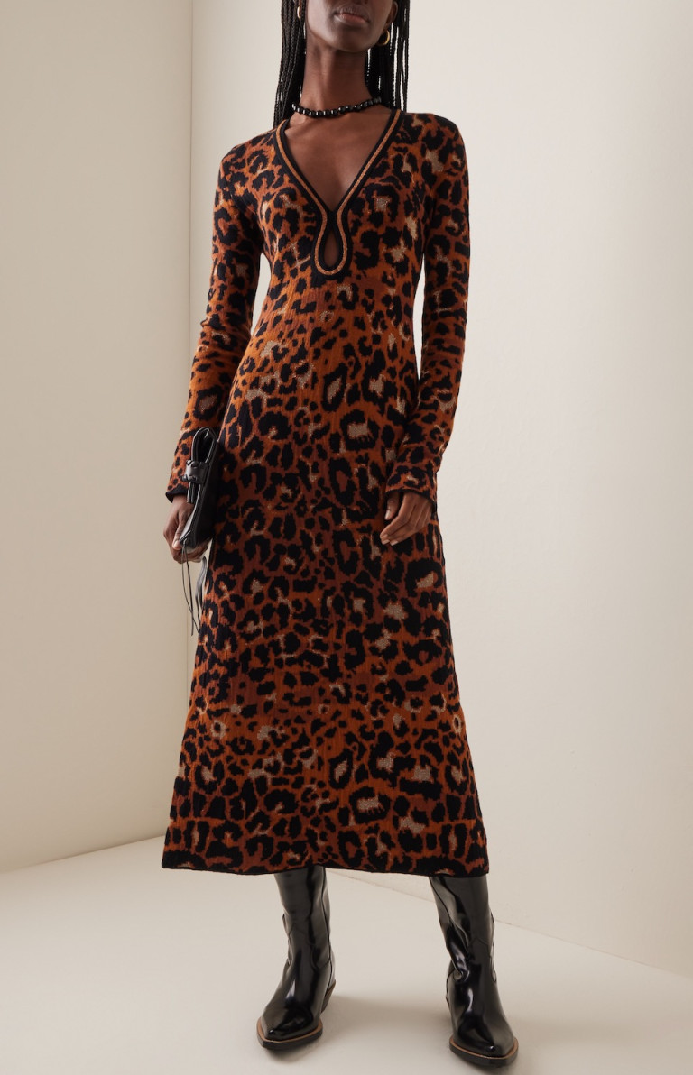 Johanna Ortiz Amur Leopard-Print Midi Dress
