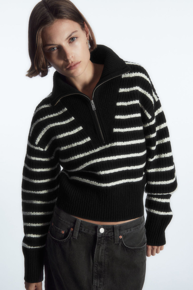 COS Half-Zip Funnel-Neck Wool Sweater