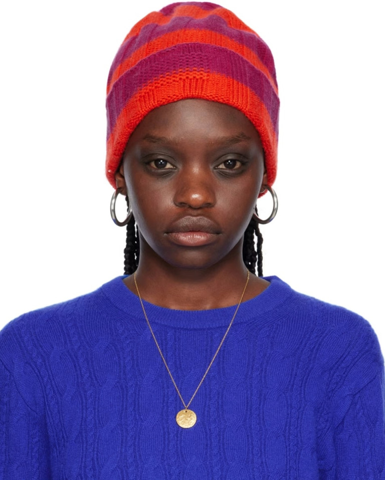 Guest In Residence Red Pink The Rib Stripe Beanie