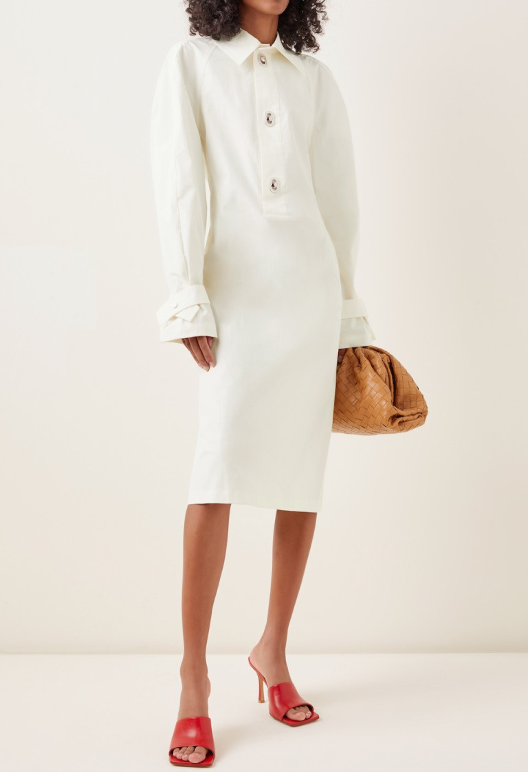 Bottega Veneta Cotton-Blend Midi Shirt Dress