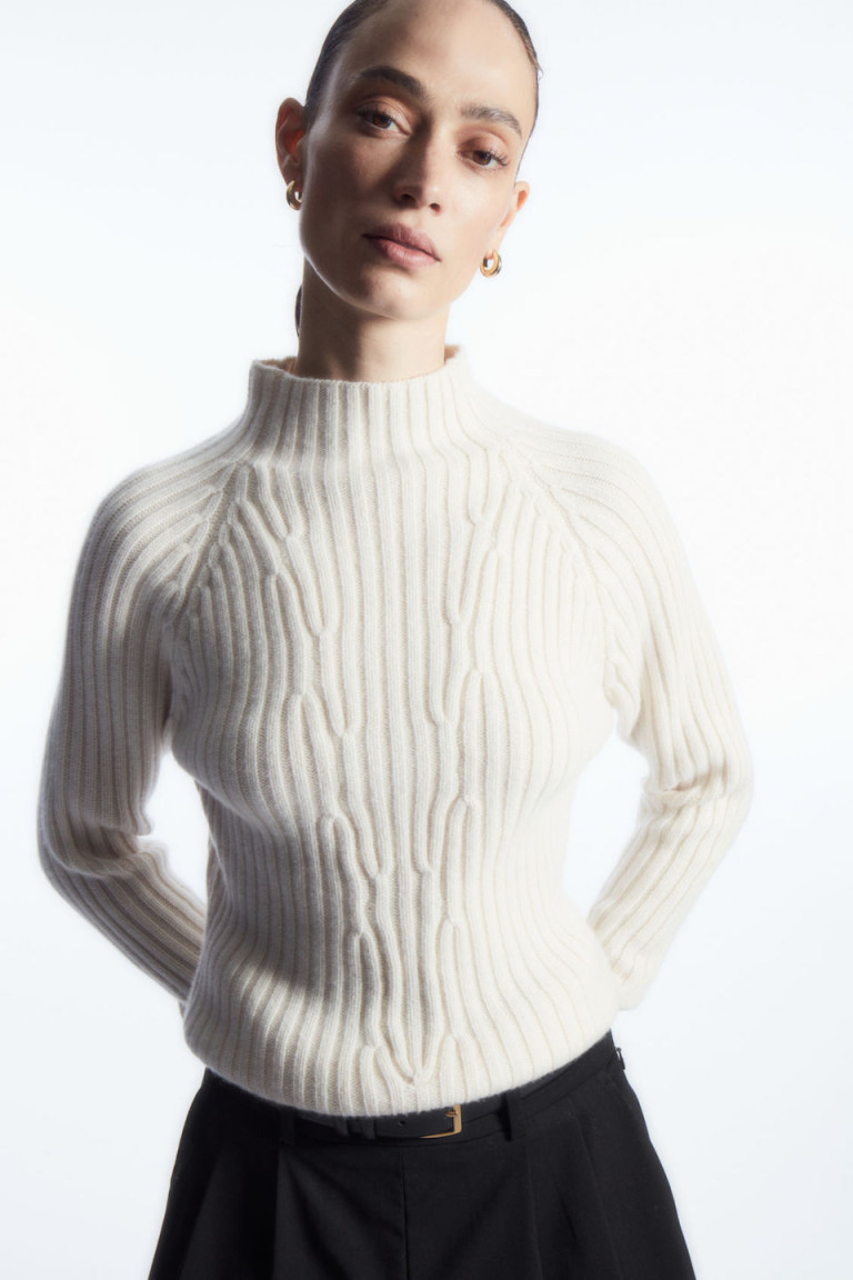COS Ribbed Pure Cashmere Turtleneck Sweater