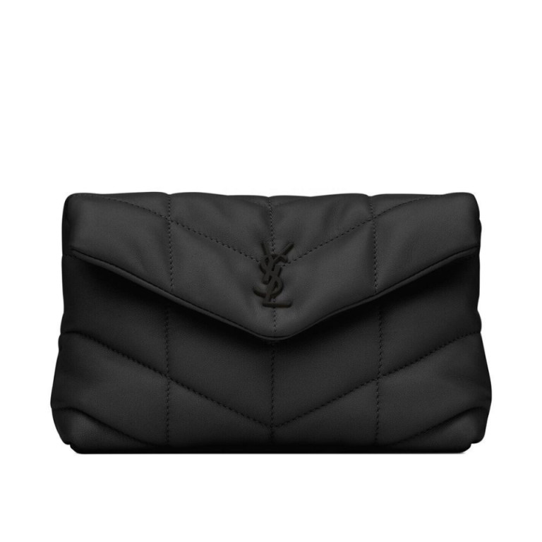 Saint Laurent Puffer Logo-Plaque Clutch Bag