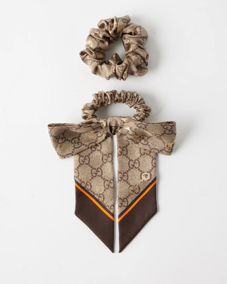 Gucci Horsebit-Jacquard Silk Scrunchie Set