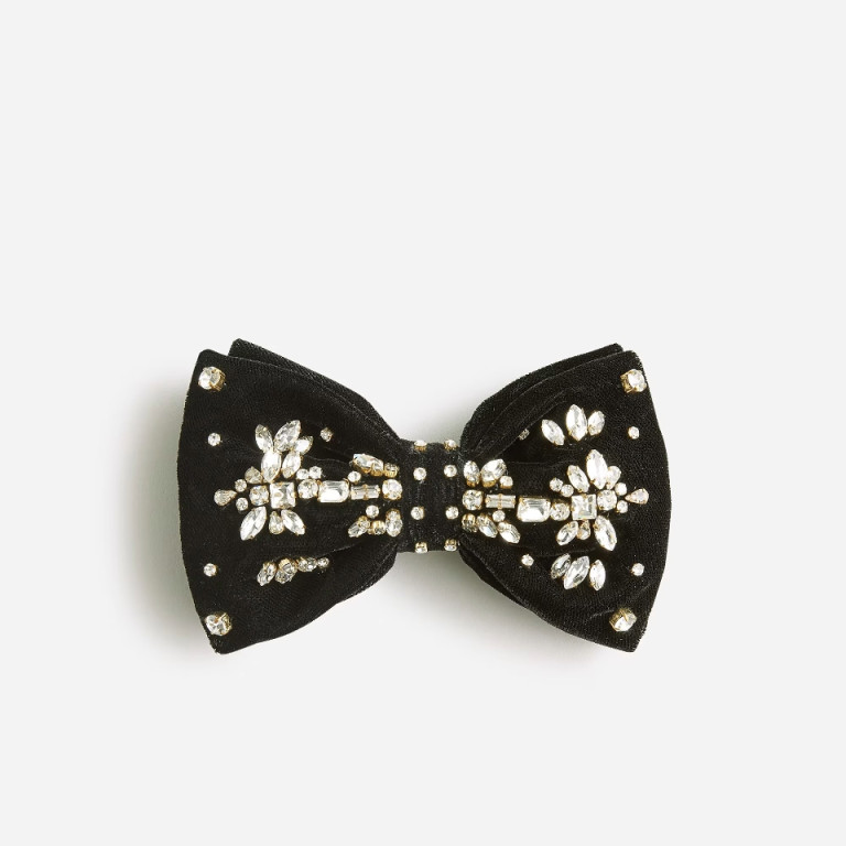 JCrew Velvet Bow Clip With Crystals