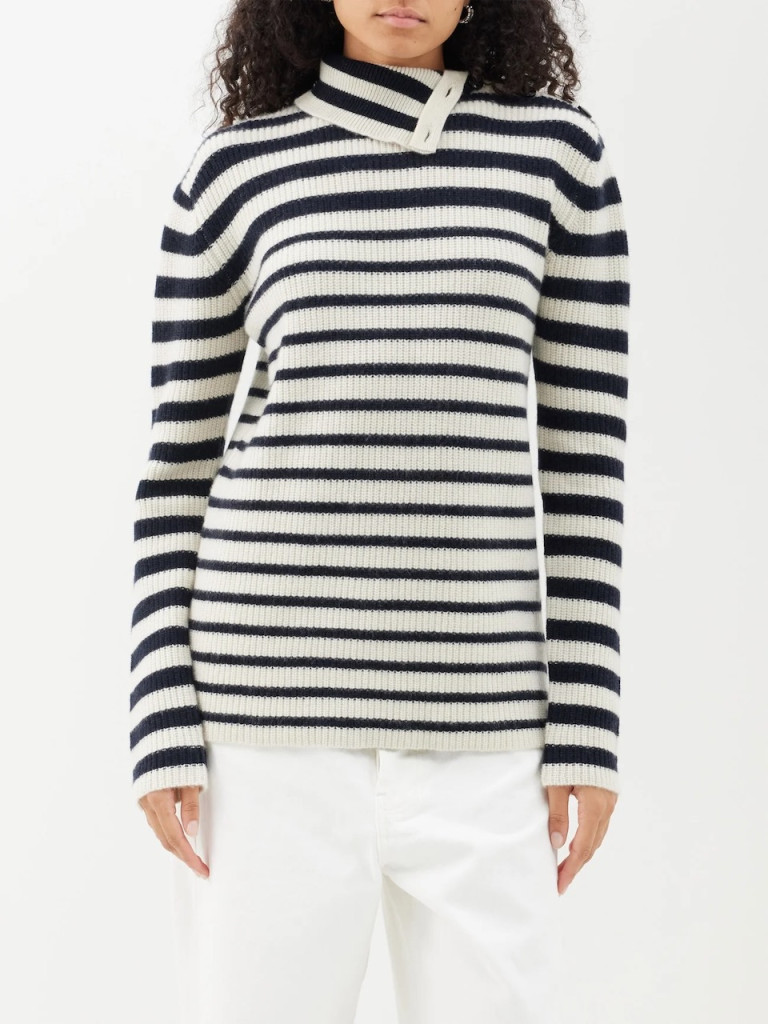 Raey Striped Recycled-Cashmere Roll Neck Jumper