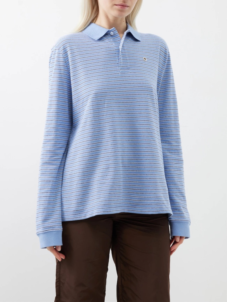 Saks Potts Serena Cotton-Piqué Long-Sleeved Polo Shirt