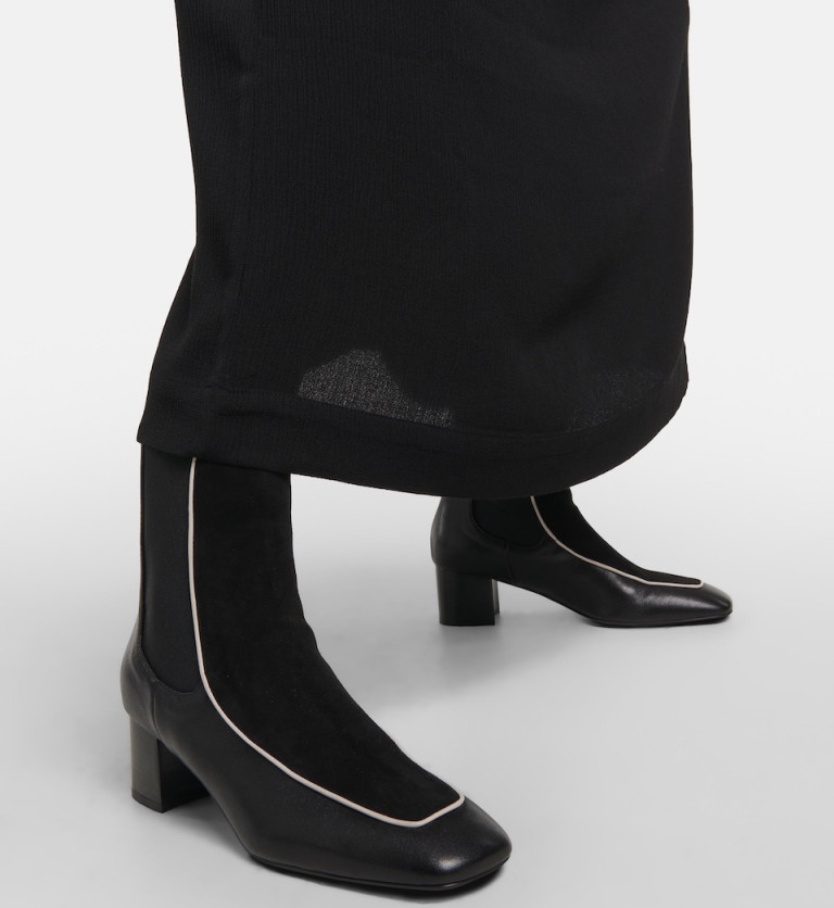 TOTEME Velvet-Trimmed Leather Ankle Boots