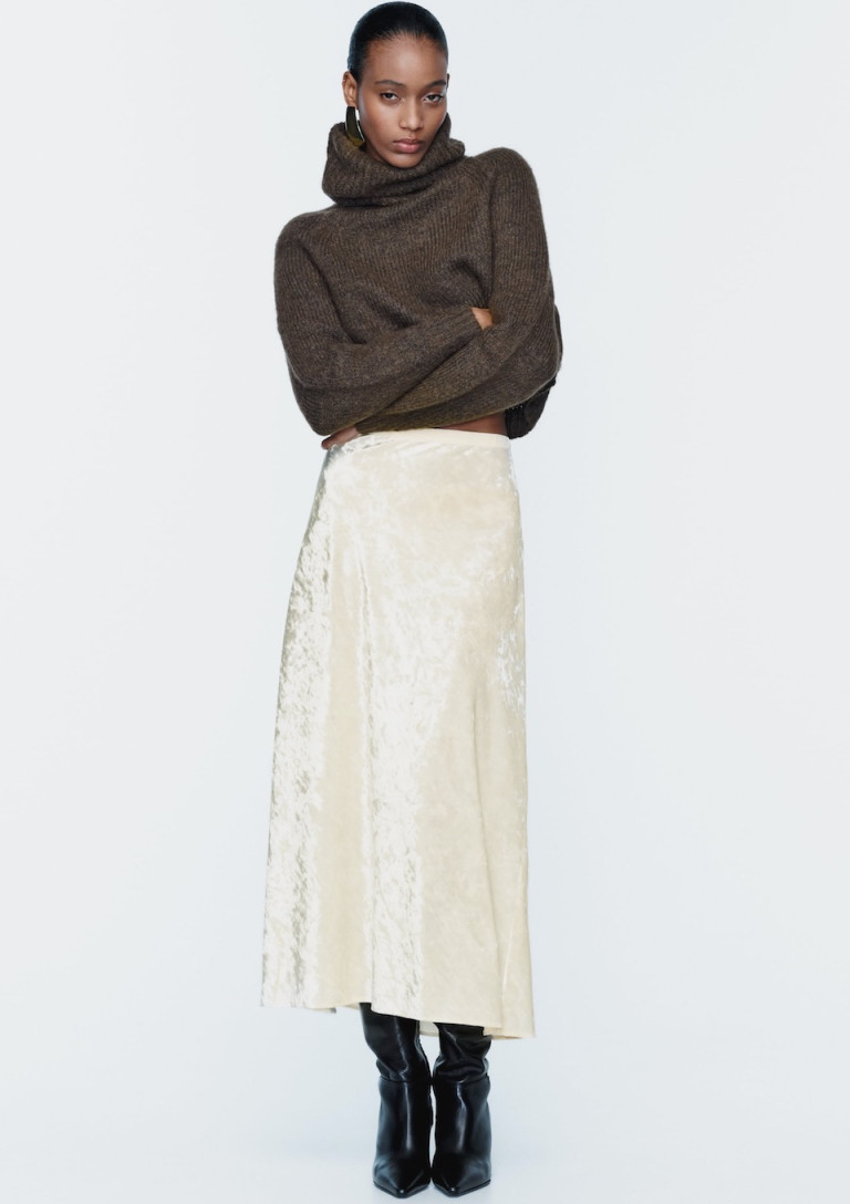 Zara Velvet Midi Skirt