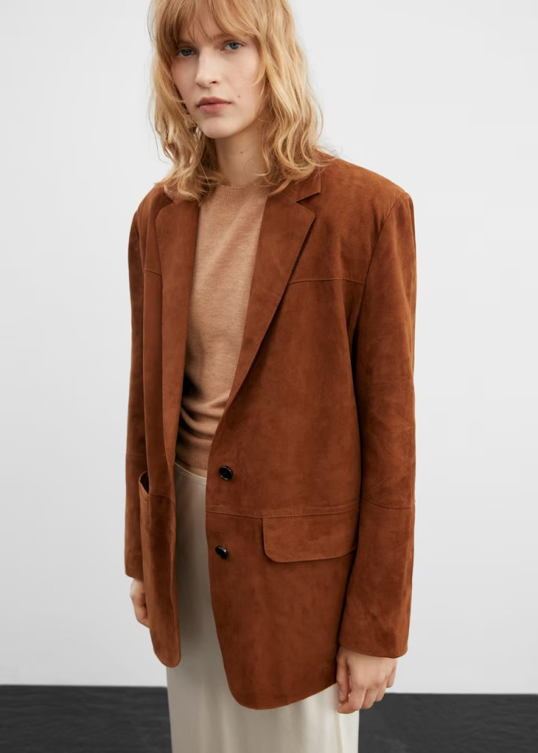 Mango Oversized Suede Blazer