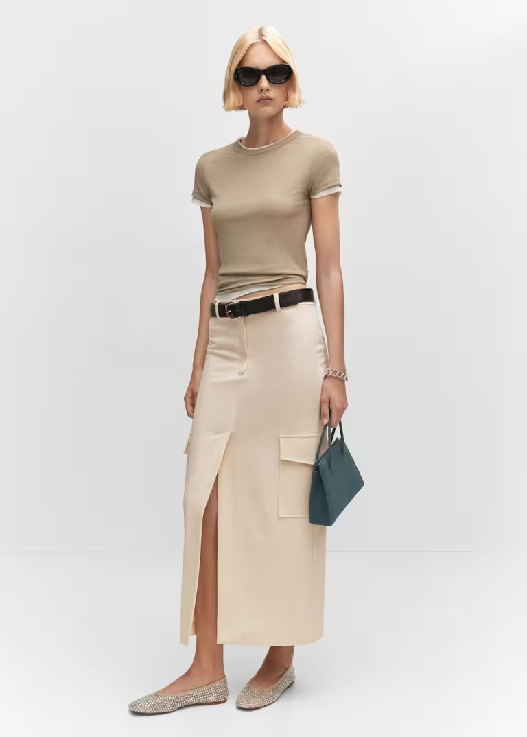 Mango Cargo Skirt With Slit