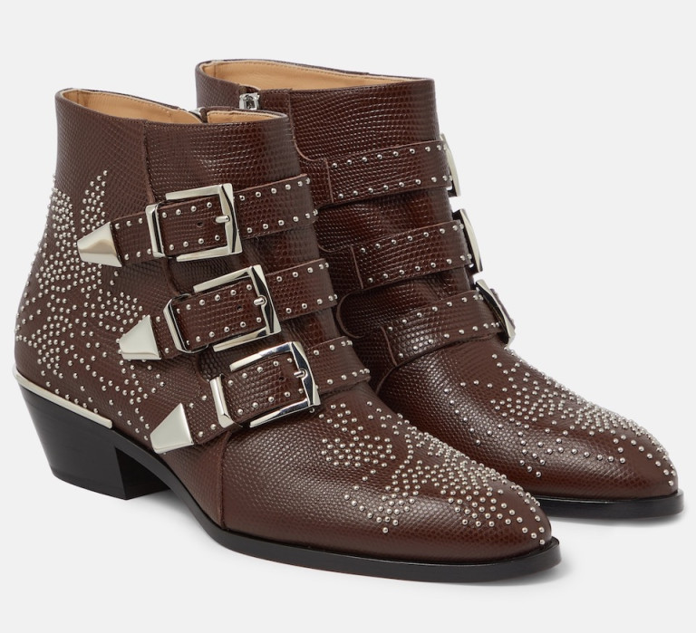 Chloe Susan Studded Leather Ankle Boots