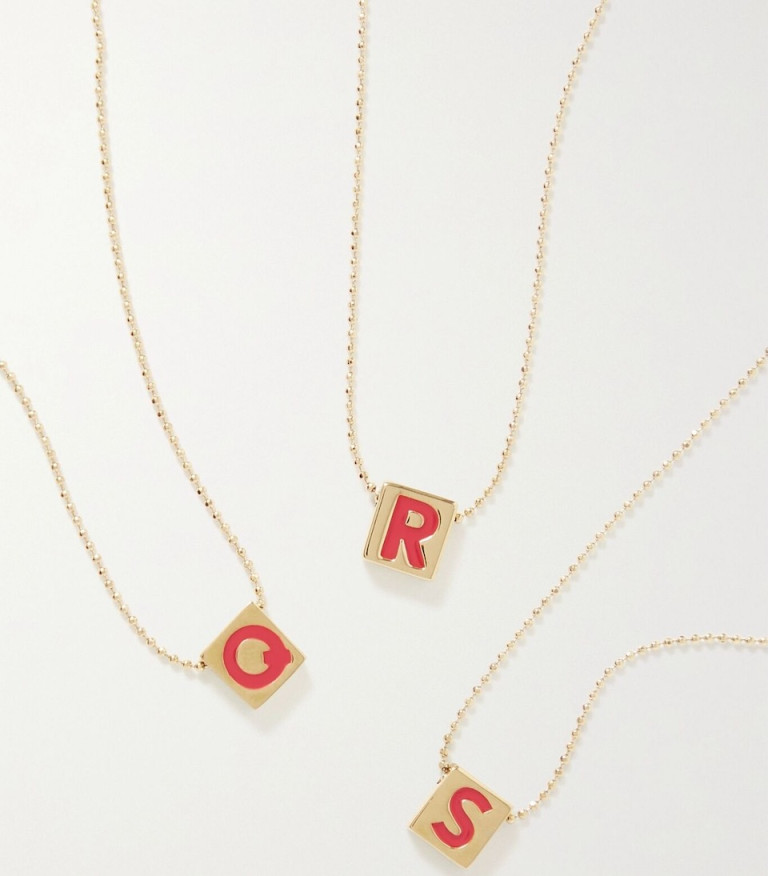 Roxanne Assoulin Initial This Gold-Plated and Enamel Necklace