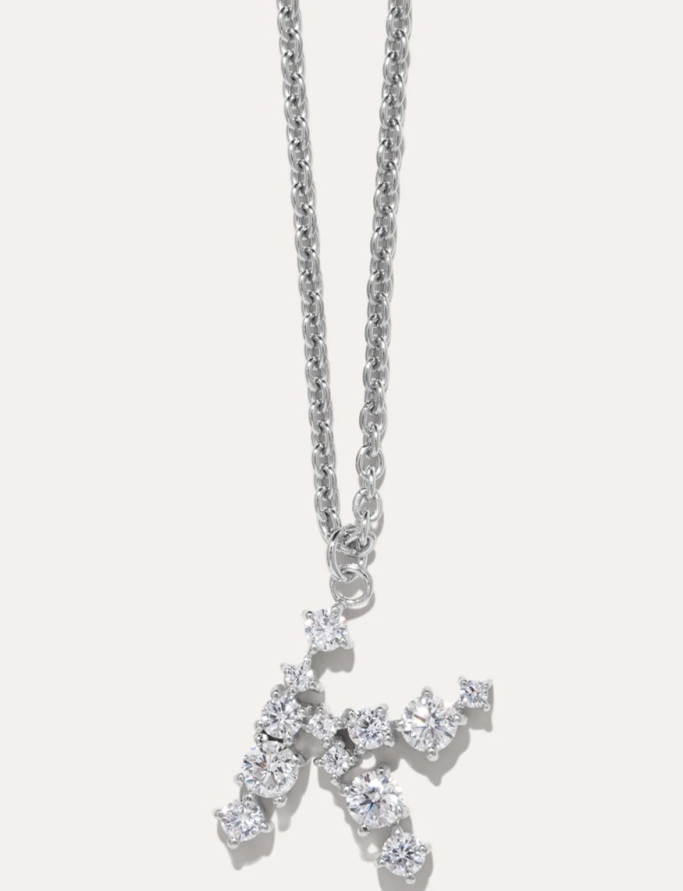 Completedworks Glitchy Cubic Zirconia and Rhodium Plated Pendant