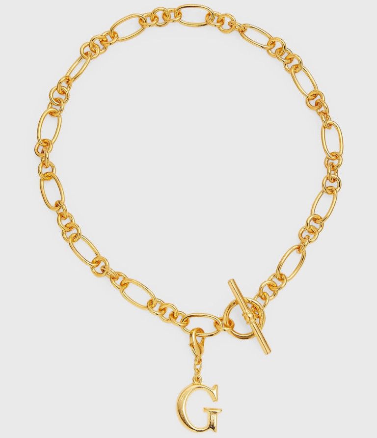 Ben-Amun Link Brass Chain Necklace With Initial Charm