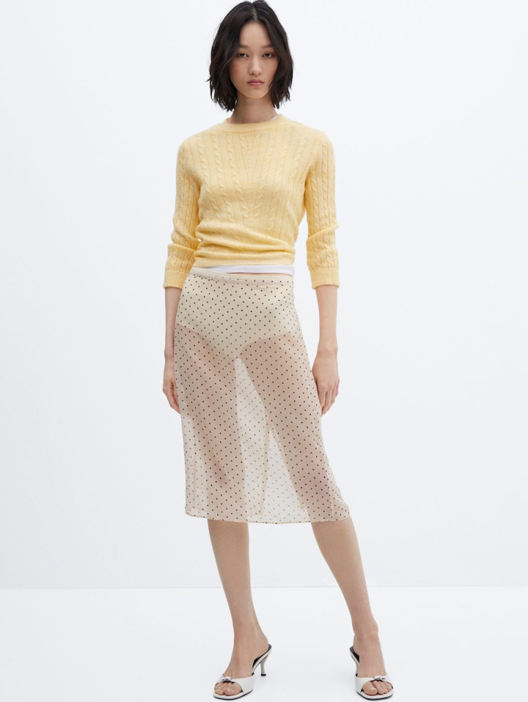 Mango Semi-Transparent Polka-Dot Skirt