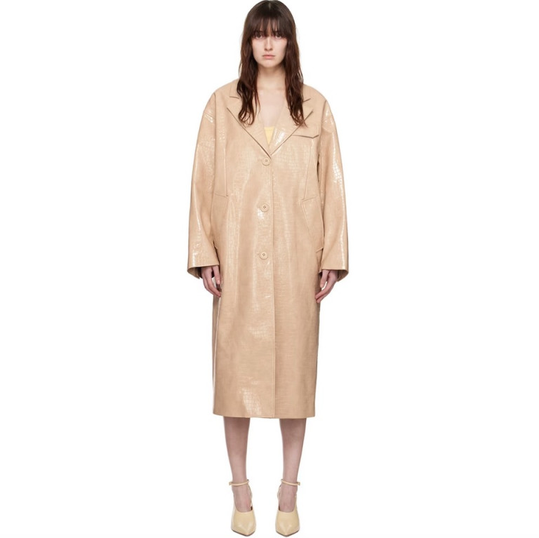 Stand Studio Beige Haylo Faux-Leather Coat