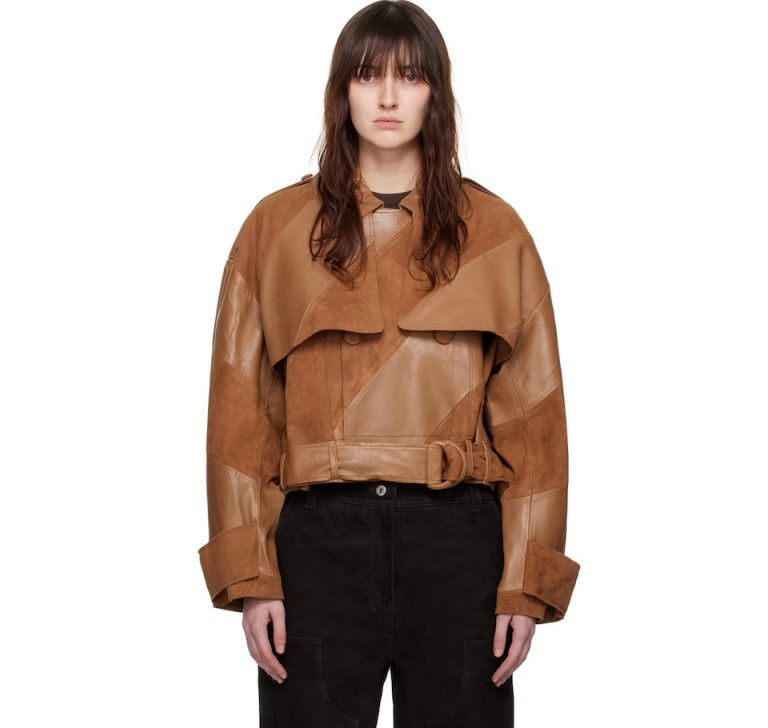 Stand Studio Brown Blossom Leather Jacket