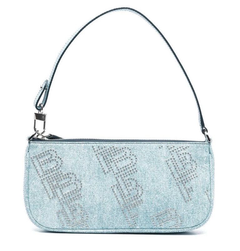 By Far Rachel Denim Leather Shoulder Bag