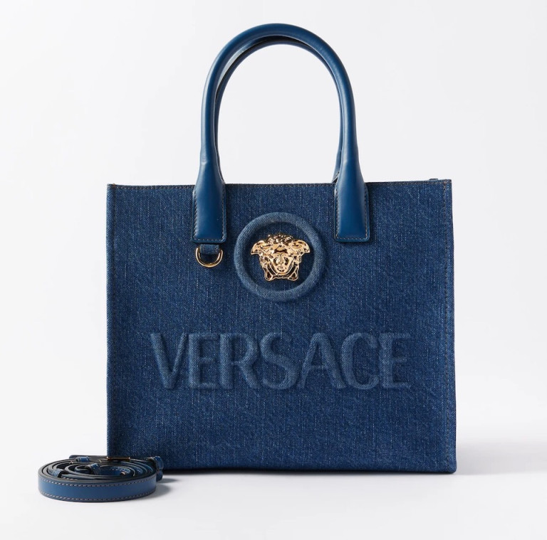 Versace La Medusa Small Denim Tote Bag