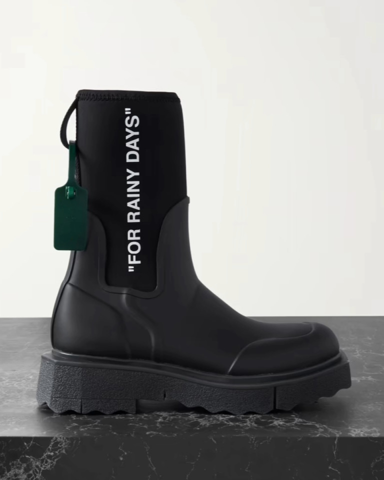 Off-White Rubber and Jersey Ankle Boots