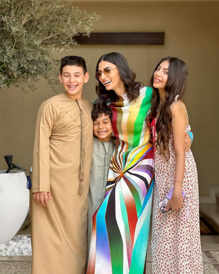 Dubai-based fashion influencer Rima Zahran with her family 