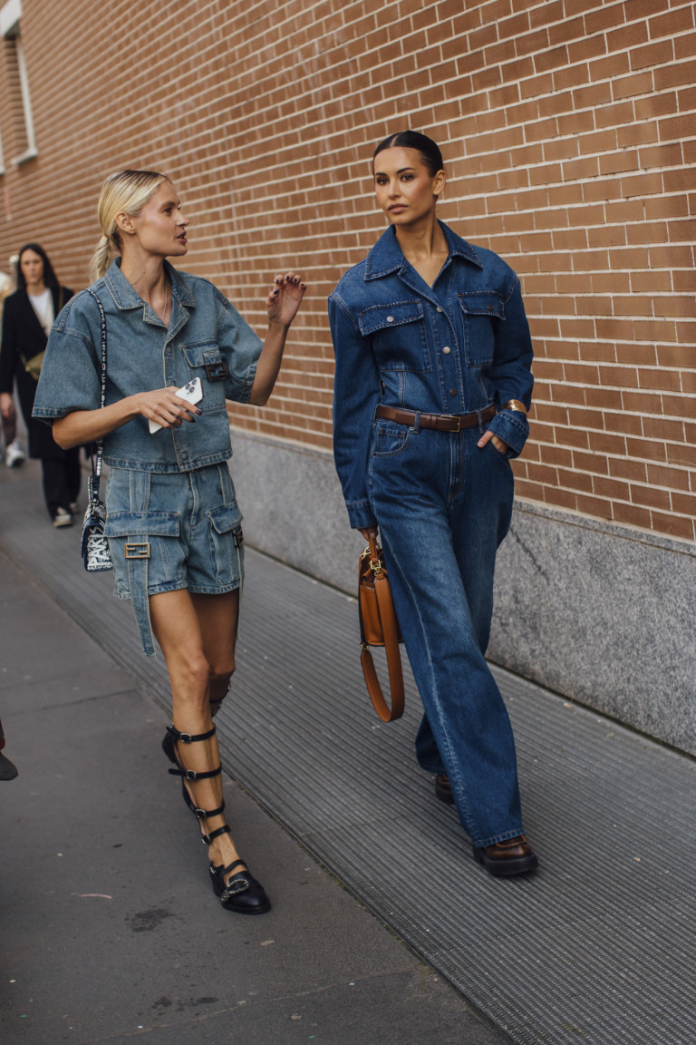 Double Denim Street Style Looks at Milan Fashion Week 