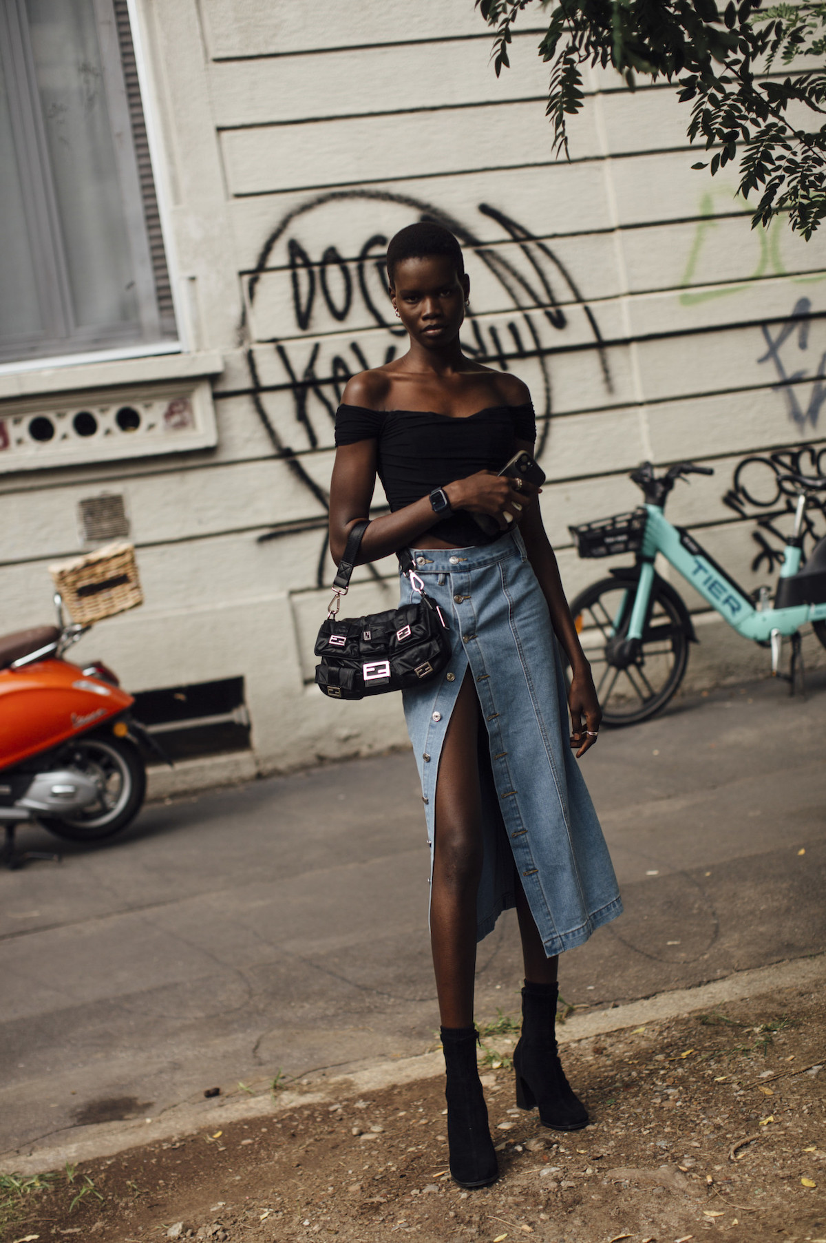 How to Style a Jean Skirt in Every Single Season as