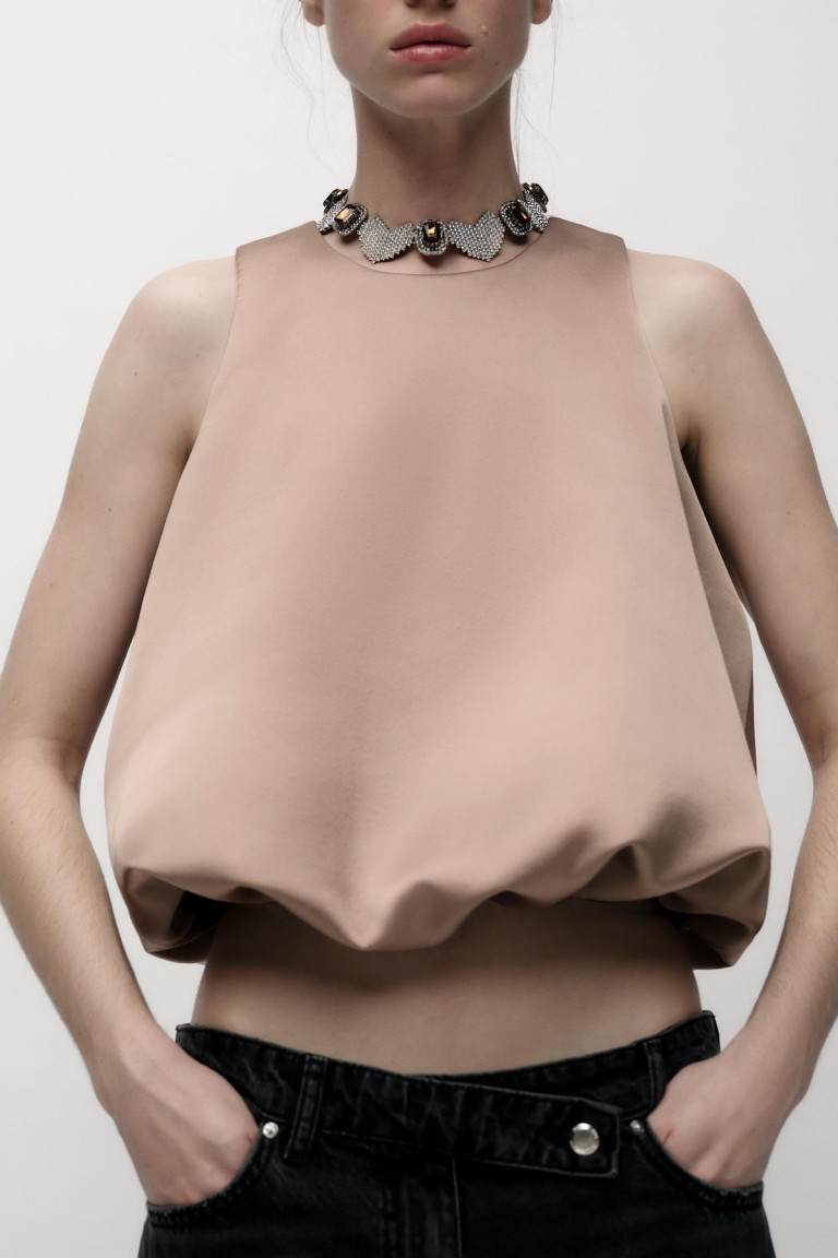 Zara Satin Balloon Top
