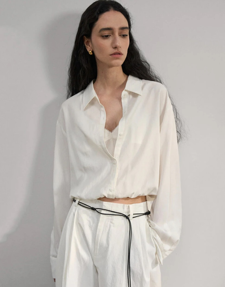Pixie Market Crop Layered Bubble Shirt