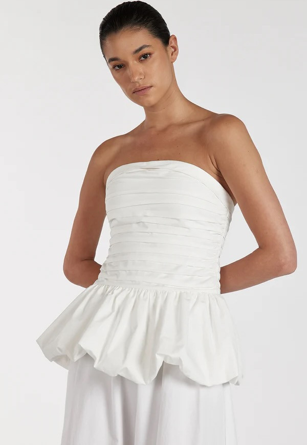 DISSH Peggy White Cotton Strapless Top