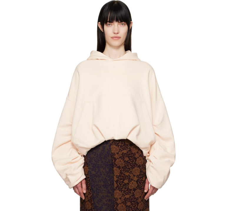 Dries Van Noten Off-White Draped Hoodie