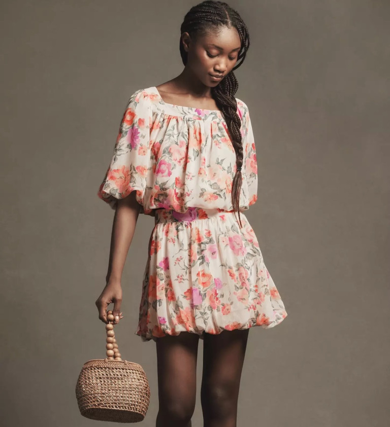By Anthropologie Bubble-Hem Babydoll Blouse