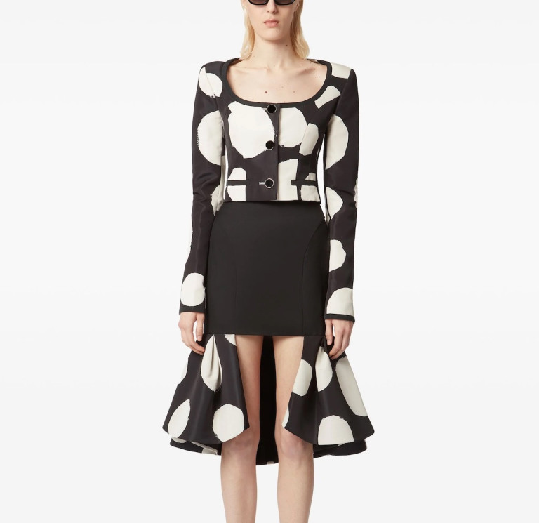 Nina Ricci Round-Neck Patterned Crop Jacket
