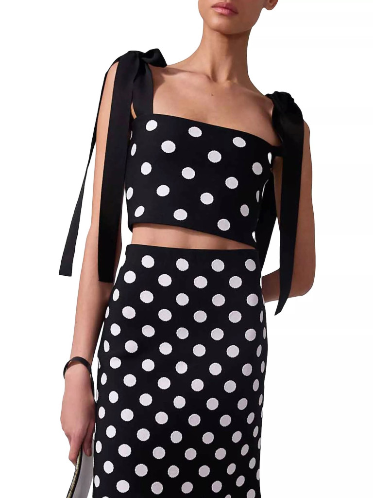 Carolina Herrera Polka Dot Shoulder-Tie Tube Top