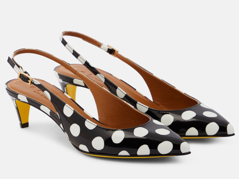 Marni Polka-Dot Patent Leather Slingback Pumps