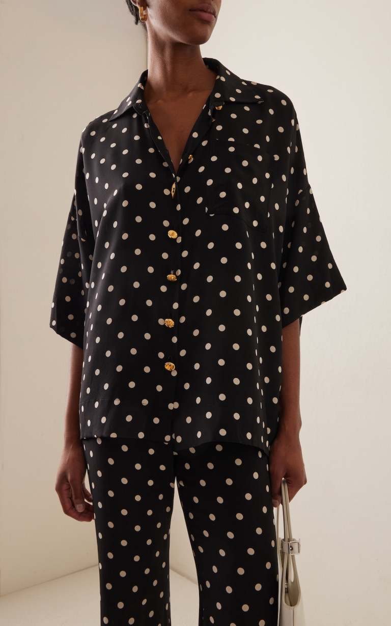 Francoise Zaoua Polka-Dot Deadstock-Silk Shirt