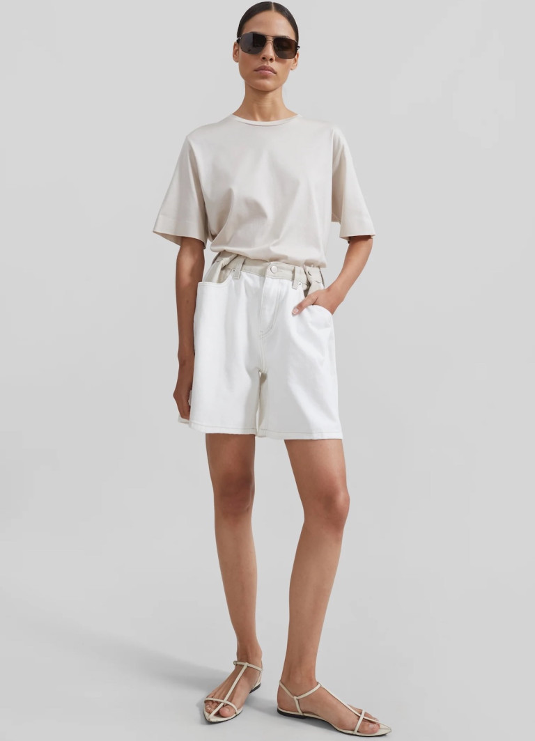 The Frankie Shop Hayla Contrast Denim Shorts