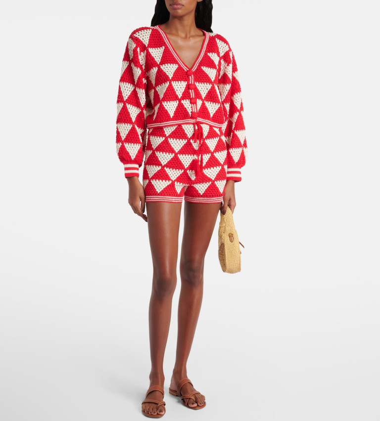 Anna Kosturova Malia Crochet High-Rise Cotton Shorts