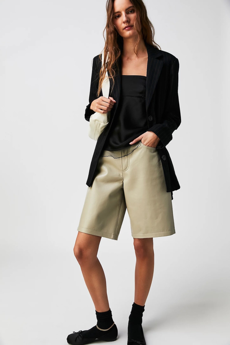 AGOLDE Recycled Leather Low-Rise Shorts