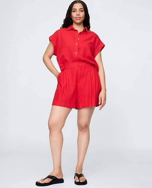 Gap 365 High Rise Linen-Blend Shorts